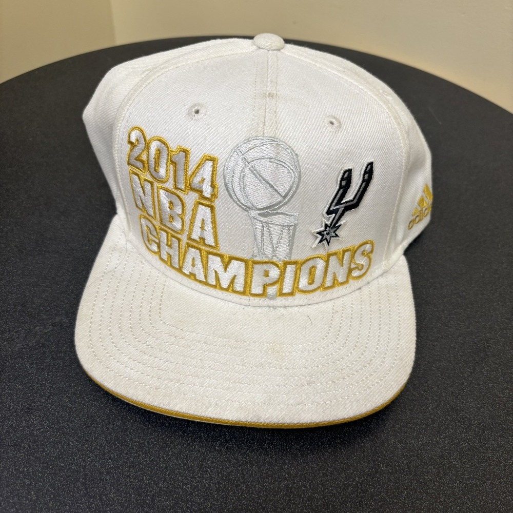 San Antonio SPURS Hat Mens White‎ Gold 2014 NBA Champions Snap Back Adidas AOP